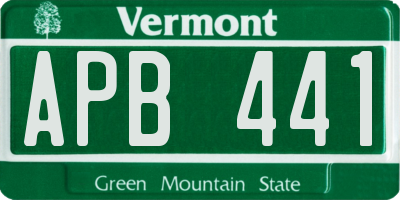 VT license plate APB441