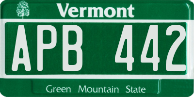VT license plate APB442