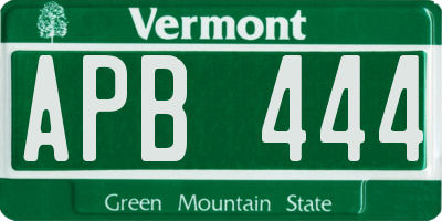 VT license plate APB444