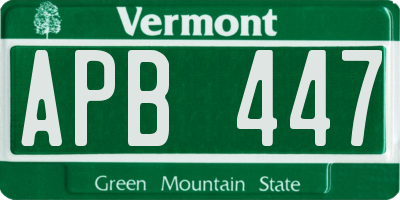 VT license plate APB447