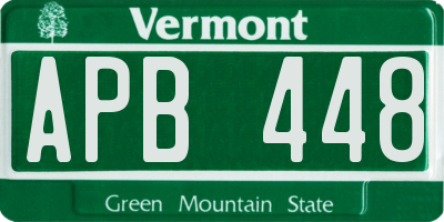 VT license plate APB448