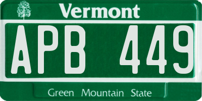 VT license plate APB449