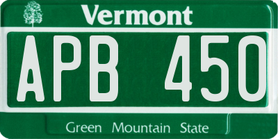 VT license plate APB450