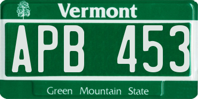 VT license plate APB453