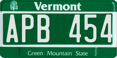 VT license plate APB454