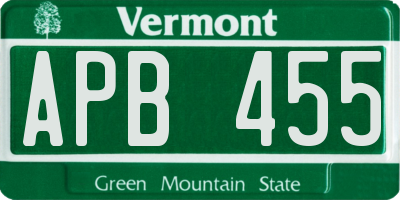 VT license plate APB455