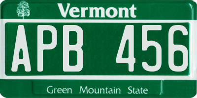 VT license plate APB456