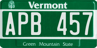 VT license plate APB457