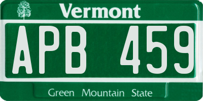 VT license plate APB459