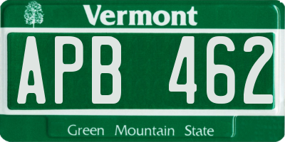 VT license plate APB462