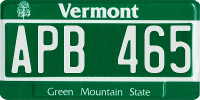 VT license plate APB465