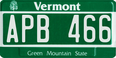 VT license plate APB466