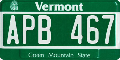 VT license plate APB467