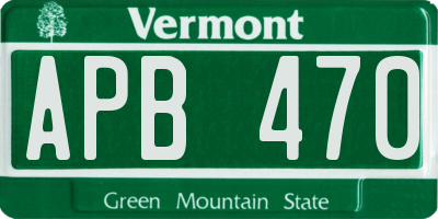 VT license plate APB470