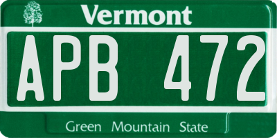 VT license plate APB472