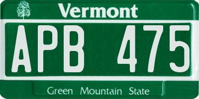 VT license plate APB475