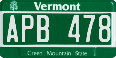 VT license plate APB478