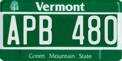 VT license plate APB480