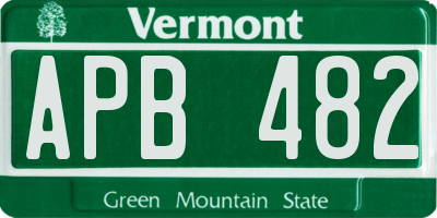 VT license plate APB482