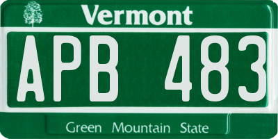 VT license plate APB483