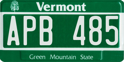 VT license plate APB485
