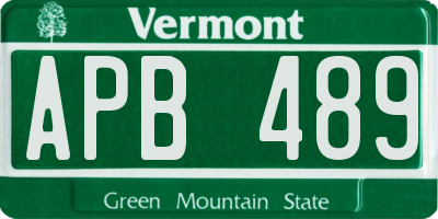 VT license plate APB489