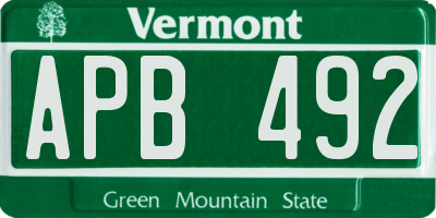 VT license plate APB492