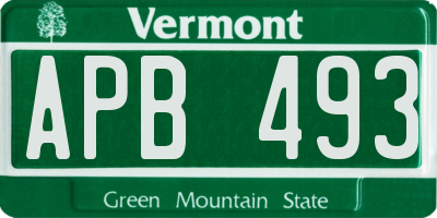 VT license plate APB493