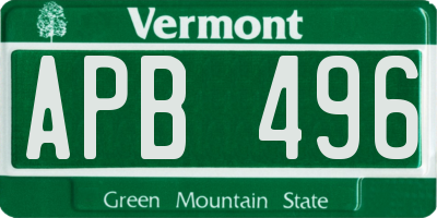 VT license plate APB496