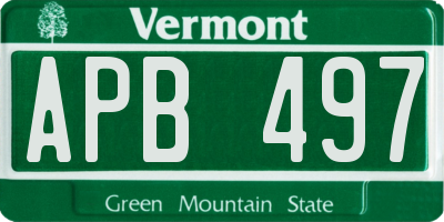 VT license plate APB497