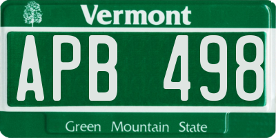 VT license plate APB498