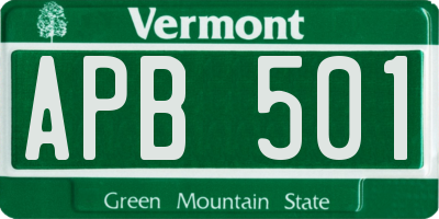 VT license plate APB501