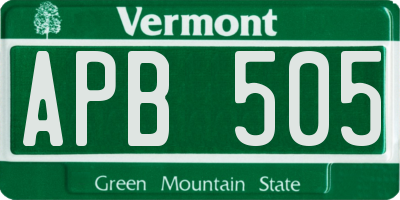 VT license plate APB505
