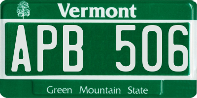VT license plate APB506