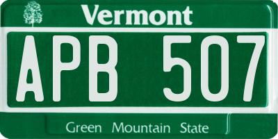 VT license plate APB507