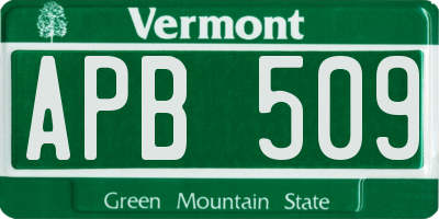 VT license plate APB509
