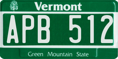 VT license plate APB512