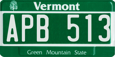 VT license plate APB513