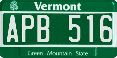VT license plate APB516