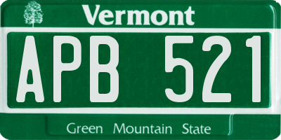 VT license plate APB521