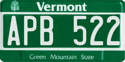 VT license plate APB522