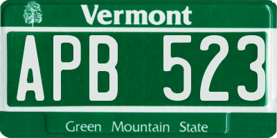 VT license plate APB523