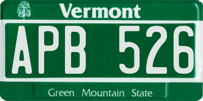 VT license plate APB526