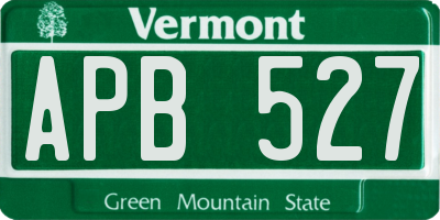 VT license plate APB527