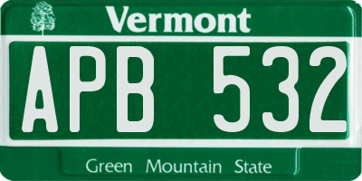 VT license plate APB532