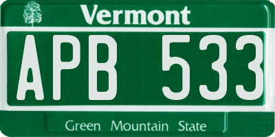 VT license plate APB533