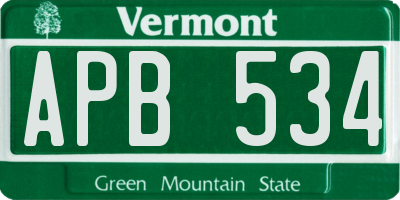 VT license plate APB534