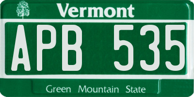 VT license plate APB535