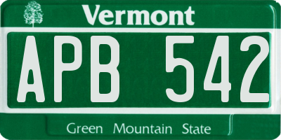 VT license plate APB542