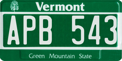 VT license plate APB543